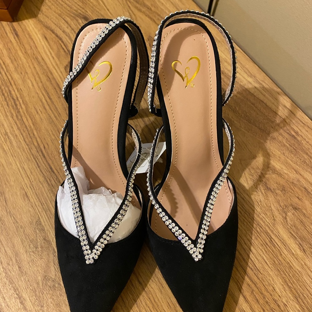 Windsor Black Slingback Heels with Pointed Toe